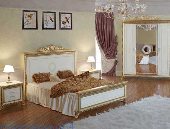 Кровать Версаль 160*200 без короны (слоновая кость), шелкография