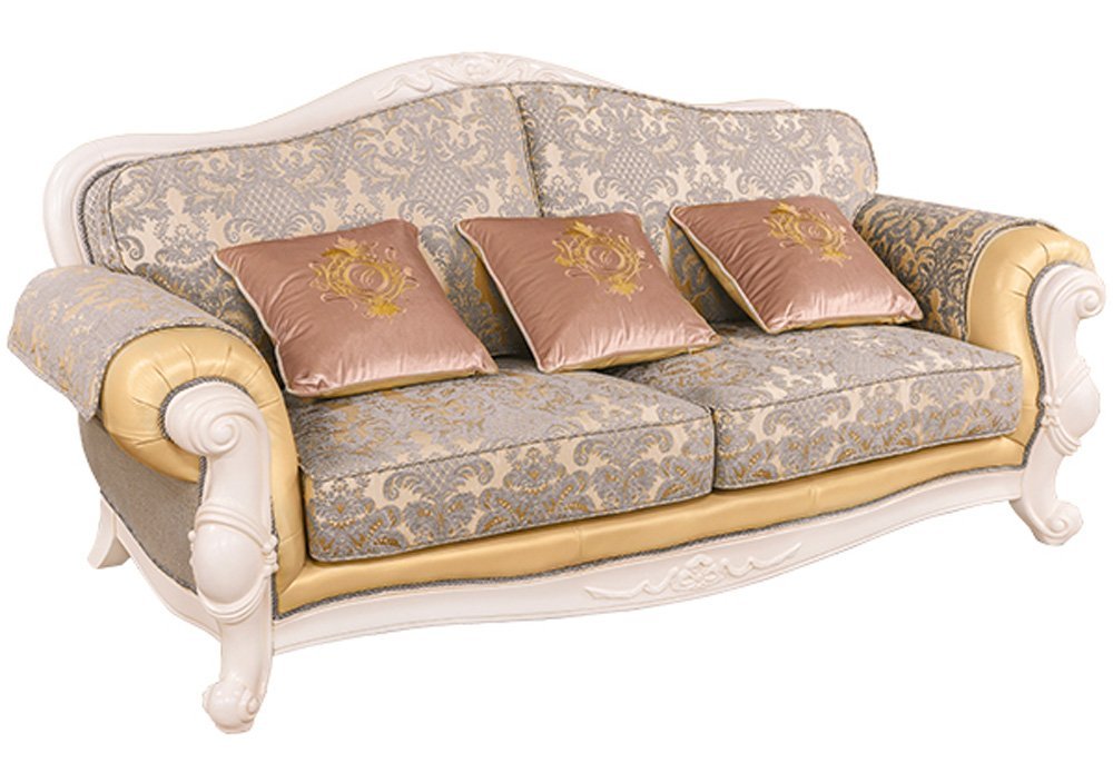 Купить Диван трехместный Carpenter 230 (слоновая кость, кожа 31, ткань 63, 64)