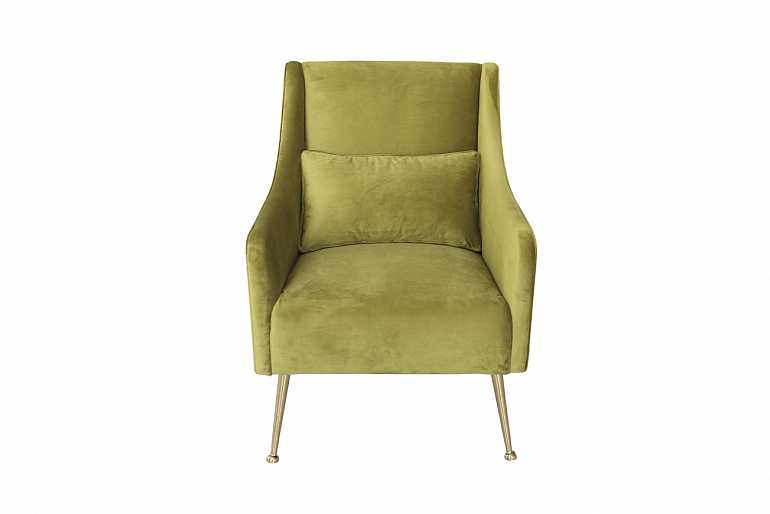 Кресло велюровое, оливковое