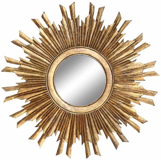 зеркало настенное круглое золотое с лучами в винтажном стиле